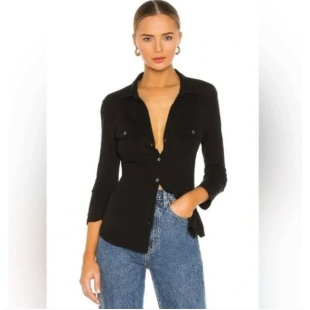 James Perse Sheer Slub Side Panel Shirt Womens Size 1 (S) Minimalist Luxury EUC - Picture 10 of 10